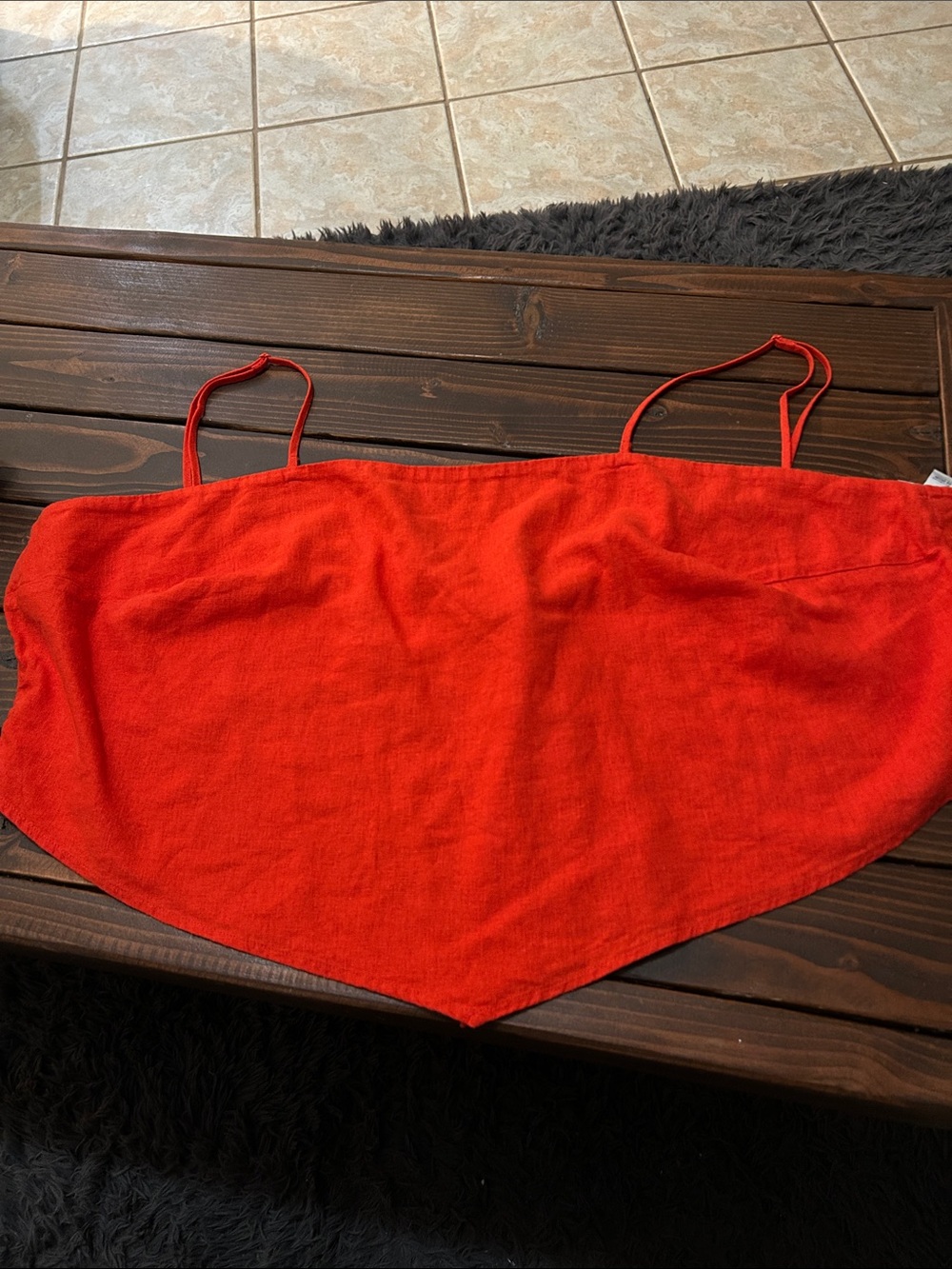 NWT A New Day Red Linen Blend Handkerchief Crop Top XXL- L31